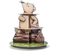 FRUOR Supporto per cupcake Winnie, decorazione classica per baby shower, supporto per dessert in cartone a 3 livelli per esporre torte, Winnie Bear forniture per feste di compleanno