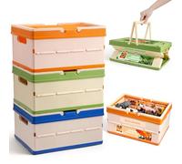 FRUSE 3 Porta Giochi Bambini Impilabili,Scatole Portaoggetti con Coperchio e Manico, Contenitore Giochi Bambini,Scatole Pieghevoli per Giocattoli, Sala Giochi, Soggiorni, 34,4 x 24,3 x 55 cm