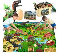 FRUSE Jurassic Dinosauri Giocattolo per Bambini con 145x98cm Tappetino | 12 Pezzi Realistico Figure di Dinosauro, Libro Dinosauro, Scatole Portaoggetti, Educativi, Regali per Bambini di 3 4 5 Anni