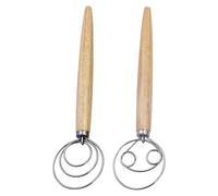 Frusta a lievitazione, frusta per pasta a, 2X frusta olandese in acciaio inossidabile, manico in legno, Strumenti per la produzione di lievito di pasticceria, strumento di miscelazione frusta da