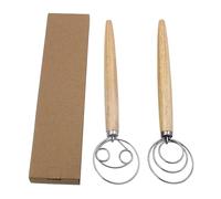 Frusta a lievito, frusta per pasta a - 2 x frusta per pasta lievitata con manico in legno | Strumenti per pasticceria, strumento di miscelazione per frusta da cucina, accessori per la cottura di torte