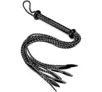 Frusta a nove code in vera pelle, tessuta a mano, lunga 60 cm con coda a foglia di salice, appendibile da 15 cm, frusta equestre di alta gamma, adatta sia per l'allenamento che per il collezionismo (b