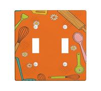 Frusta cucina doppia piastra di copertura per interruttore della luce, cucina casual mattarello cucchiaio estate in plastica arancione dimensioni standard interruttore a levetta copertura per la casa