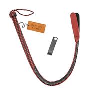 Frusta da 3 Piedi / 0,90 Metri Frusta in Pelle di Vacchetta 16 trecce Frusta a Due Code con pagaia Frusta equestre Intrecciata Coda di Drago Flogger Frustino da Equitazione