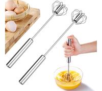 Frusta da Cucina, badaren 2 Pezzi Frusta Semiautomatica in Acciaio Inossidabile, Frusta a Spinta Manuale, Frusta Rotante Semiautomatica, per Frustare, Battere e Mescolare