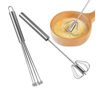 Frusta da Cucina, Frusta per uova Manuale In Acciaio Inossidabile Kit, Mescolatore Frusta Rotante Multifunzionale per Frustare per Frustare, Battere e Mescolare(2 Pezzi, 10 Pollici)