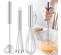 Frusta Da Cucina In Acciaio Inossidabile 3 Pezzi Include Frusta a Palloncino Frusta a Sfera Frusta Semiautomatica Per Mescolare, Mescolare La Pastella, Le Uova, La Schiuma