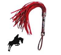 Frusta da Equitazione, rosso Frustino,Outdoor Sports Portatile Antiscivolo Simil Pelle Frustino Cavallo,per Cavallo Performances, Equestrianism Cavallo Corto,Frusta in Pelle con Frange