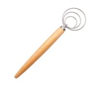 Frusta danese da 33 cm, frusta per pane olandese, in acciaio inox, stile olandese, frusta per impasto, con manico in legno, frusta manuale originale olandese, strumenti da forno per lievito madre,