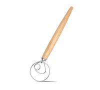 Frusta danese per impasto, frusta per pane olandese, 33 cm, in acciaio inox, stile olandese, frusta per impasto, con manico in legno, frusta manuale originale olandese, strumenti da forno per lievito