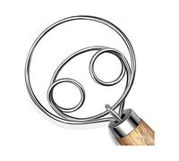 Frusta Danese per Impasto, Gancio In Acciaio Inossidabile con Manico Lungo In Legno, Accessori Essenziali per La Cottura di Pane A Lievitazione