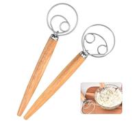 Frusta danese per pasta in acciaio inossidabile frusta per impasto danese 2pcs frusta olandese racchetta per uova con manico in legno per cuocere torte dessert acida