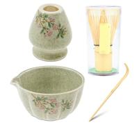 Frusta e ciotola for matcha con supporto, elegante versatile kit for la preparazione del tè, facile da pulire, set for for gli amanti per preparare il tè matcha(Green)