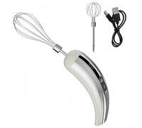 Frusta elettrica ricaricabile con 2 fruste staccabili in acciaio inox, montalatte portatile a 5 velocità e miscelatore per bevande, funzionamento silenzioso, ricarica USB, (argento)