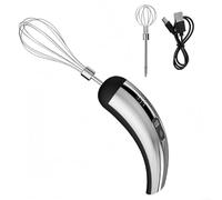 Frusta elettrica ricaricabile USB e montalatte portatile, miscelatore per bevande a 5 velocità con 2 fruste staccabili per schiuma di caffè, panna e attività di cottura (nero)