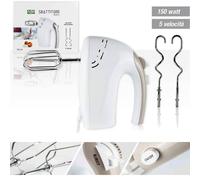 FRUSTA ELETTRICA SBATTITORE FRULLATORE 150W 5 VELOCITA' MIXER IMPASTATORE GANCI