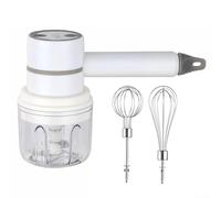 Frusta elettrica senza fili con tritacarne e per sbattere le uova, funzionalità per uso in cucina (bianco)