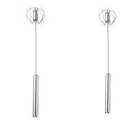 Frusta For Uova Semiautomatica In Acciaio Inox 304, Sbattitore Manuale A Mano, Mescolatore For Uova Auto-rotante, Accessori Da Cucina, Utensili For Uova(2PCS L)