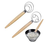 frusta, frusta per il pane | 2 fruste olandesi in acciaio inox manico in legno - Strumenti per il pane di pasticceria, strumento di miscelazione fruste da cucina per gli amanti della r