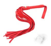 Frusta in Pelle Sintetica Rossa, Manico Ergonomico, 50 cm