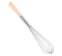 Frusta Manuale in Acciaio Inox Manico in Legno Argento | Miscelazione a Mano, Impugnatura Comoda, per Cucina e Bevande, Finitura Lucida, per Panna Montata e Cioccolato