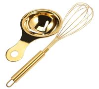 Frusta per Uova Manuale in Acciaio Inox Oro, Creativa e Portatile | Separatore Integrato, Rottura Rapida, per Salse e Miscelazione