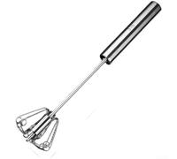 Frusta per uova rotante, portatile, in acciaio inox, con per spingere verso il basso semi-automatico, per cuocere, sbattere la panna e mescolare pastella (S)
