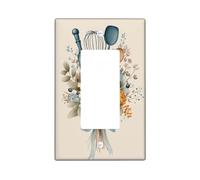 Frusta singola copertura interruttore della luce, rustica vintage mattarello cucchiaio autunno blu plastica dimensioni standard piatti decorativi da parete per la casa soggiorno camera da letto bagno