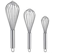 Fruste per cucinare, confezione da 3 fruste in acciaio inox per frullare, sbattere e mescolare, versione migliorata, set di fruste a palloncino in filo metallico, 20,3 cm + 25,4 cm + 30,5 cm