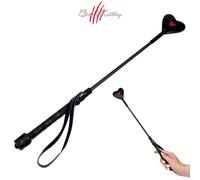 Frustino Crop Similpelle Nera con Punta a Forma di Cuore Romantico Sculacciatore