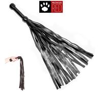 Frustino Flogger Prowler Red in Morbida Pelle Nera Flessibile Manico Intrecciato