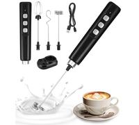 Frustino Montalatte Elettrico,Frullino Montalatte Pieghevole,Frullino Elettrico USB Ricaricabile Schiumatore Latte,3 velocità Regolabili con 3 Frullino,con Ricarica USB-C,per Cappuccino,Caffè,Matcha