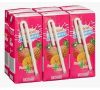 Fruta + Leche Tropical, Bevanda Mista di Succo di Frutta e Latte, Gusto Limone, 200 ml, Confezione da 3, pack 4