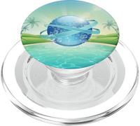 Frutiger Aero y2k Aesthetic Palm Trees Cyber Beach World PopSockets PopGrip per MagSafe