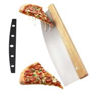 Frutilexia Tagliapizza, 32.2cm Tagliapizza a Mezzaluna, Taglia Pizza Acciaio Inox, con Manico in Legno e Custodia Protettiva, Tarocco per Impasti, Taglia Impasto, Taglio Veloce e Preciso