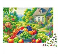 Frutta 1000 Pezzi Puzzle per Adulti Spalmabile di Frutta da Giardino vicino alla Casa di Campagna Premium Spesso Robusto Alta Qualità Vivace Sfidante Difficile Regalo 52x38cm/1000pz