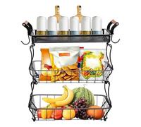 Frutta a 3 livelli di frutta e verdura cesto di conservazione | Espositore e organizzatore di alimenti con filo metallico per verdure frutta a casa