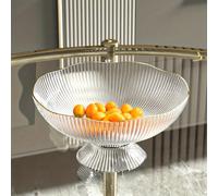 Frutta Ciotola a Coste Ciottola Trasparente Verde Bordo Oro Display Decorazione