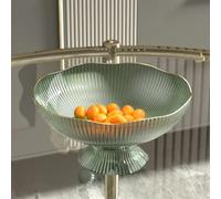 Frutta Ciotola a Coste Ciottola Trasparente Verde Bordo Oro Display Decorazione