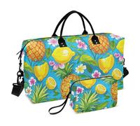 Frutta estiva ananas limone blu decorativo Carry On Personal Item Bag Sport Training Bag con cinghia regolabile per allenamento di grande capacità bolsas para viajar en Avion de Mujer