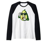 Frutta Fresca del Fumetto di Avocado con Gli Occhiali Maglia con Maniche Raglan