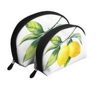 Frutta Fresca Del Limone Giallo Brillante, Borsa per trucco a conchiglia Portamonete da donna Borsa da toilette piccola Borsa per cosmetici 2 pezzi