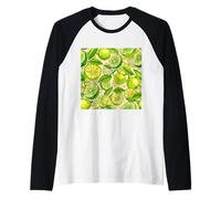FRUTTA MODELLO LIMI CON FOGLIE E LIME FRUTTA TAGLIATA LIME Maglia con Maniche Raglan