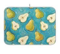Frutta Pera Blu Arte Pittura Cucina controsoffitto Decor Piatto Asciugatrice Opaco Grande Stuoia di asciugatura per Piatti 18 x 24