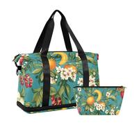 Frutta Verde Semplice Tropicale Pernottamento Viaggio Duffel Bag Travel Weekender Gear Bag con Borsa da toilette per Aereo Viaggiare Grande Capacità, Frutti verdi semplici tropicali, 1 size