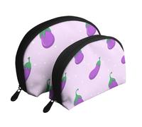 Frutta Verdura Melanzane, Borsa per trucco a conchiglia Portamonete da donna Borsa da toilette piccola Borsa per cosmetici 2 pezzi