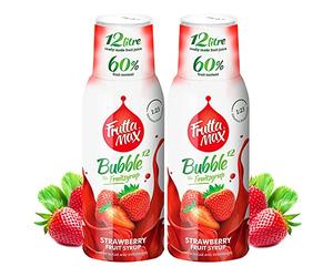 FruttaMax Sciroppo alla Fragola | Meno Zucchero | 60% Frutta Vera | Compatibile con Gasatori - 2 x 500ml