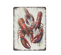 Frutti di mare Cibo di mare Decorazione Poster da parete Arte Mare Metallo Targa in latta Poster Cultura vintage Decorazione da parete Alluminio Giardino Ristorante Soggiorno Camera da letto 16 * 12