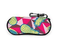 Frutti di pino su sfondo colorato a triangolo Occhiali da sole Custodia morbida Cerniera in neoprene portatile ultraleggera con custodia per occhiali con clip da cintura