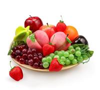 Frutti Finti, Frutta Artificiale Decorazione Frutti Finti Realistici per la Decorazione Della Casa, Simulazione Frutta Finta per Servizi Fotografici, Mele Artificiali Pesche uva Fragole, 13 pezzi/set
